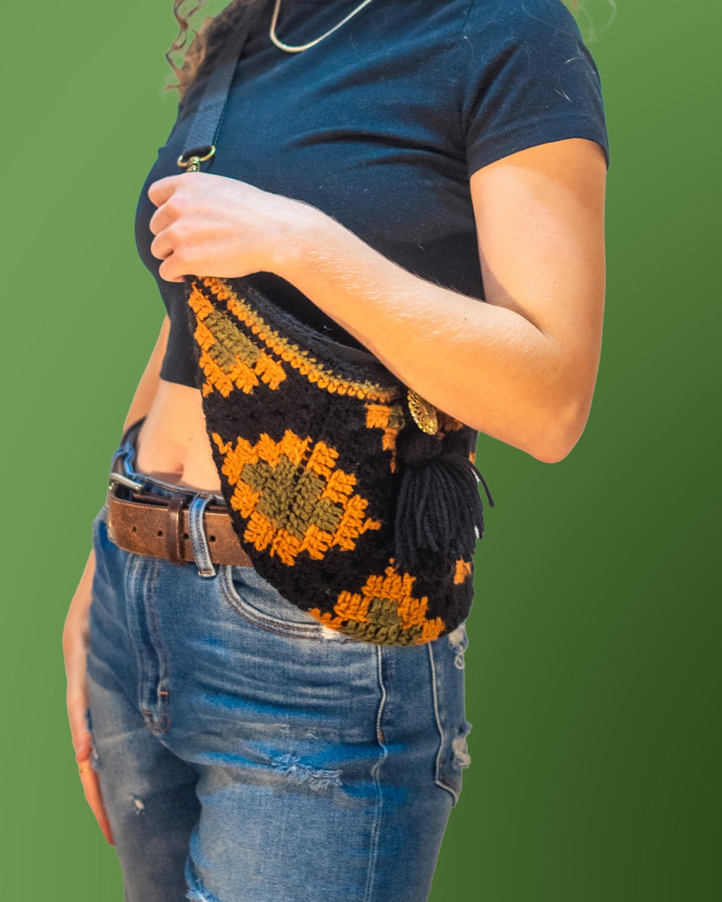 Geometric Crossbody Crochet Bag