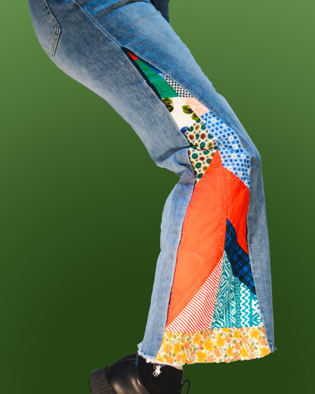 Color Blast Quilted Flair Jeans