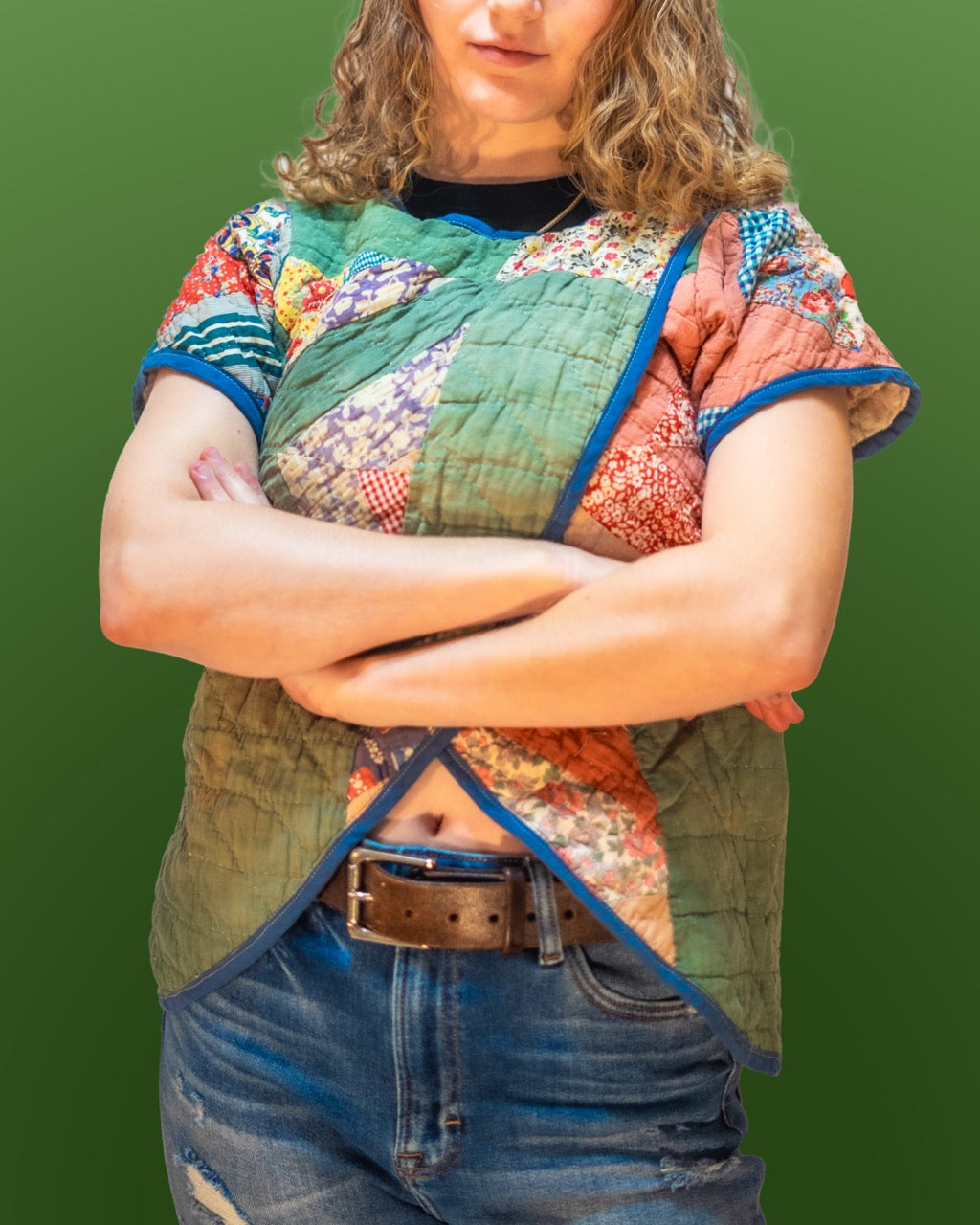 Retro Quilted Crossover Shirt