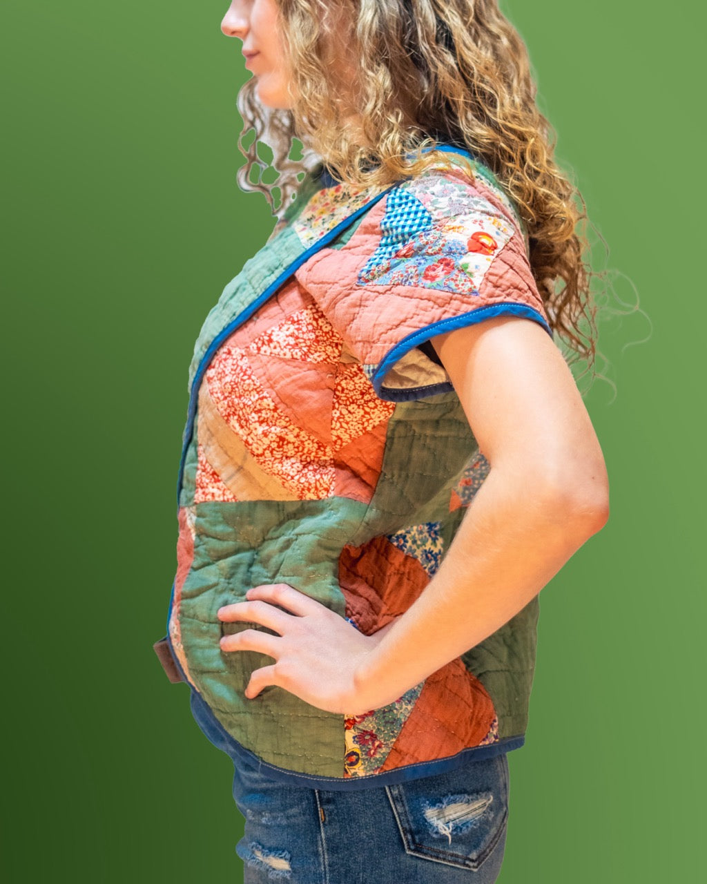Retro Quilted Crossover Shirt